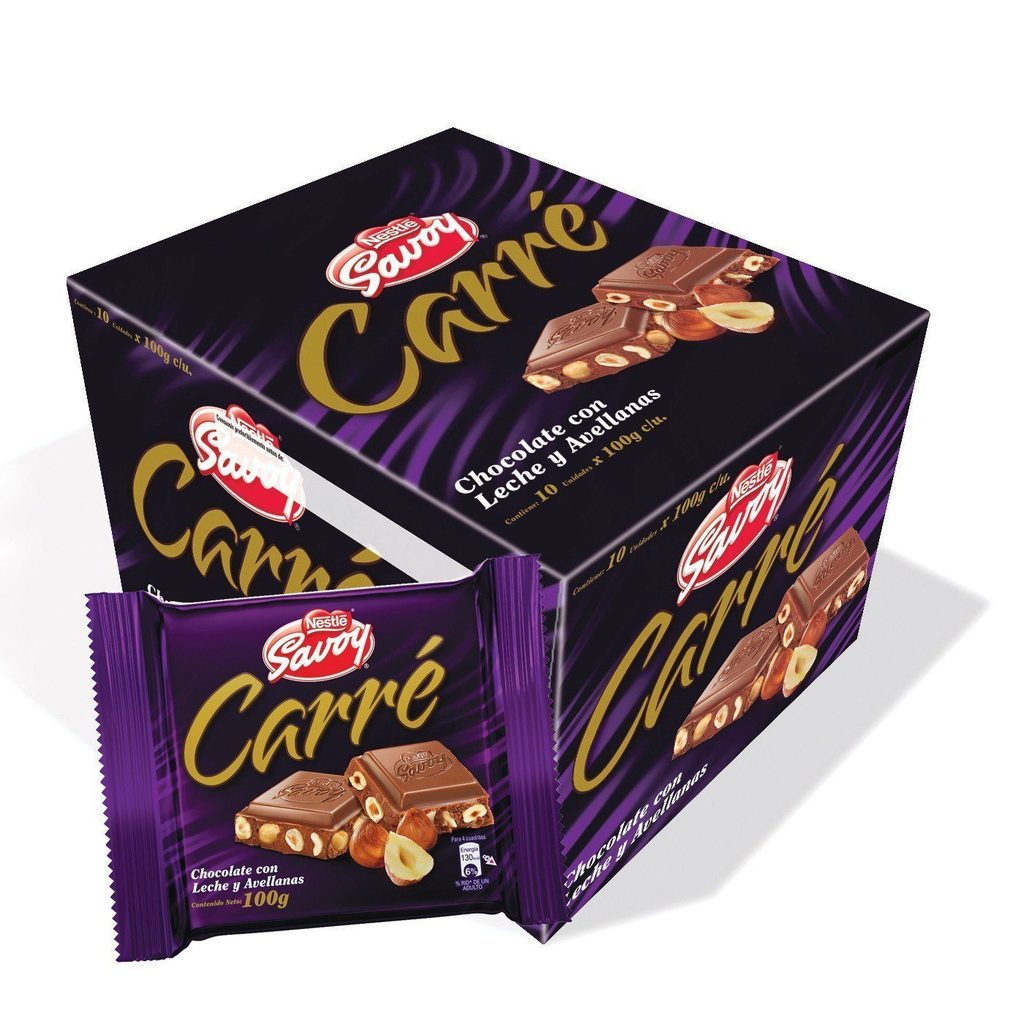 CHOCOLATE CARRE MINI AVELLANA X16 CAJA