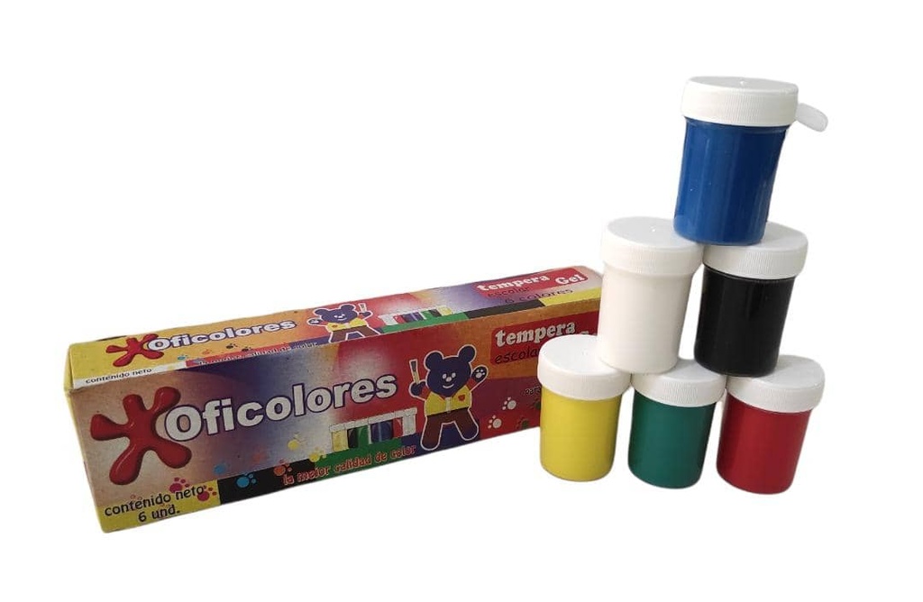 TEMPERAS CAJA X6 COLORES UND