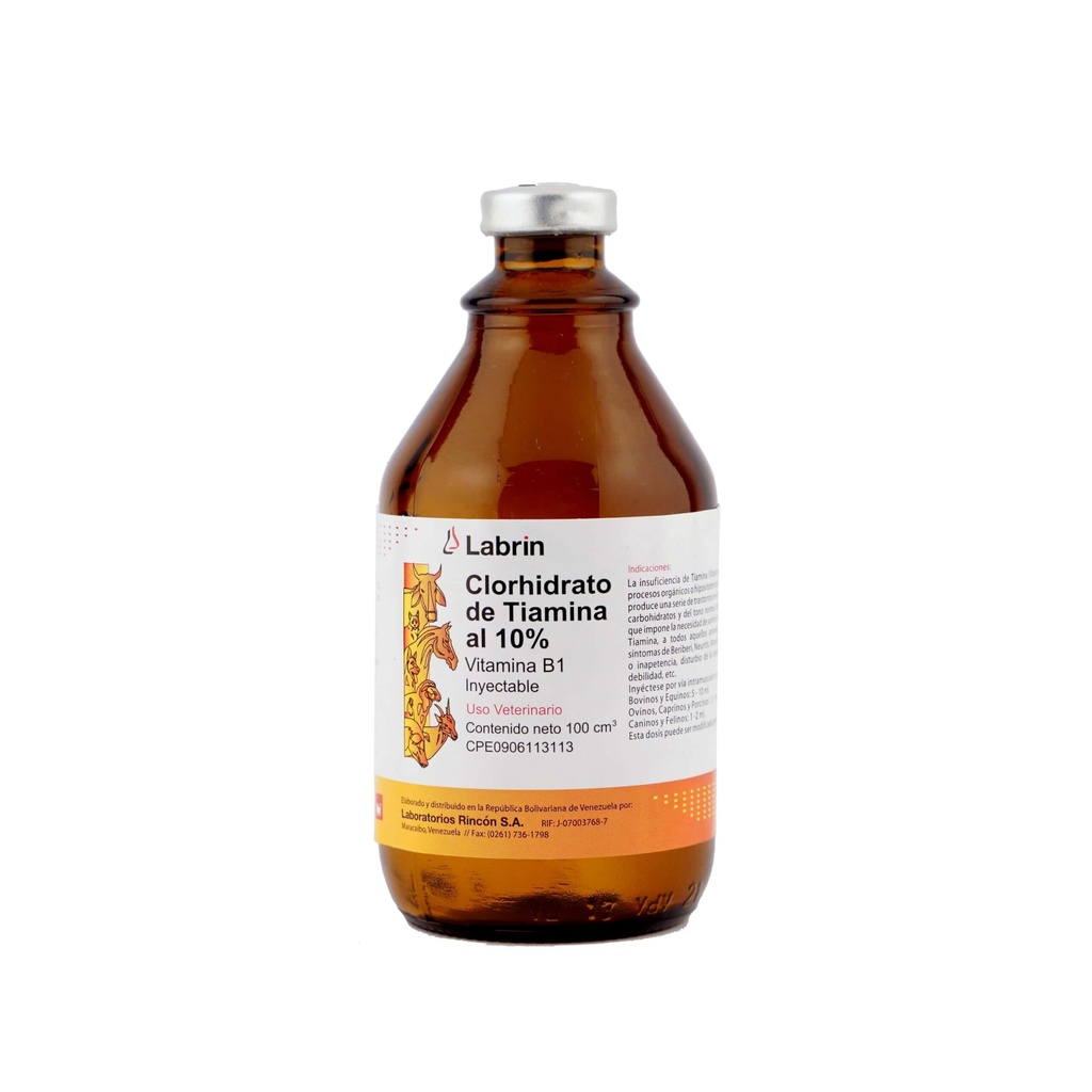 CLORHIDRATO DE TIAMINA LABRIN 100ML UND