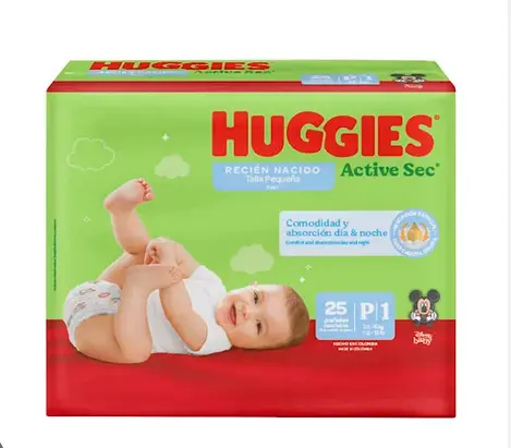 HUGGIES PAÑAL ACTVE SEC TALLA P X25UND 