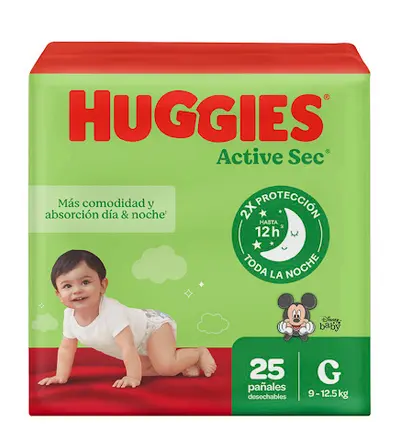 HUGGIES PAÑAL ACTVE SEC TALLA G X25UND 