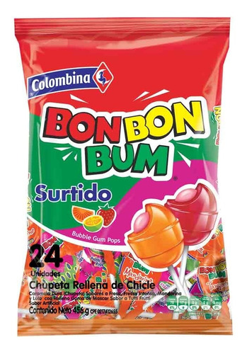 [588] CHUPETAS BOM BOM BUM SURTIDO 1X24