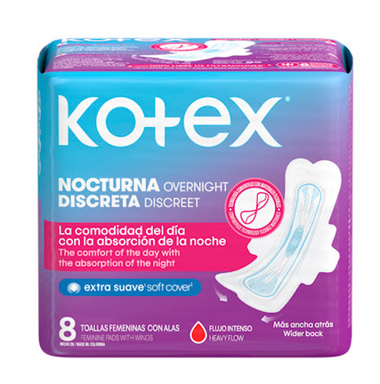 [872] TOALLAS KOTEX FEM NOCTURNA UF DISCRETA X8UND 