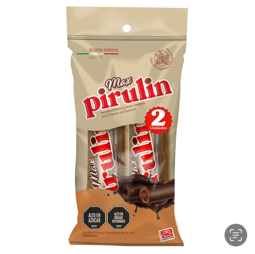 [648] MAX PIRULIN CHOCOLATE 2PACK 34gr UND